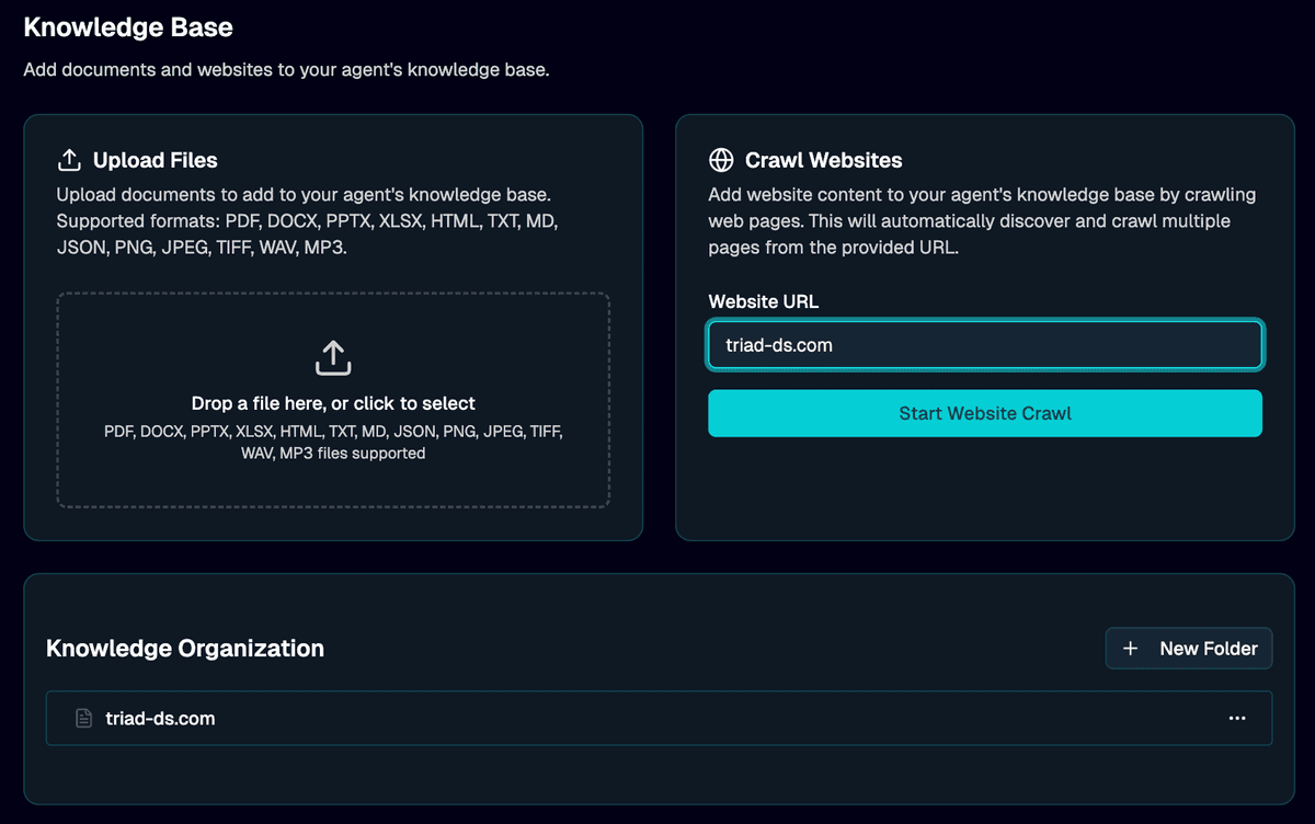 Add to knowledge base interface
