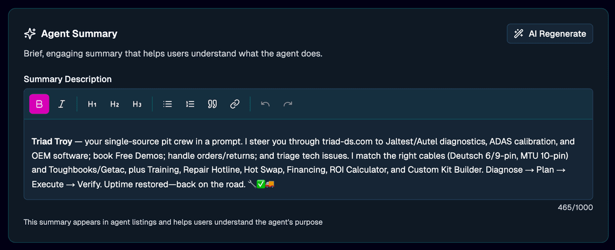 Generate your agent interface